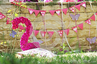 Decoration for two years anniversary party Stock Photo