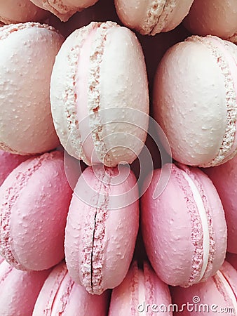 decoration of white and pink macarons Stock Photo