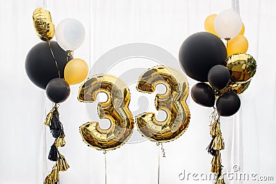 Decoration for 33 years birthday, anniversary Stock Photo