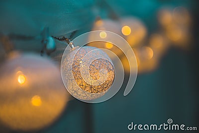 Decoration yellow lights blurred perspective Stock Photo