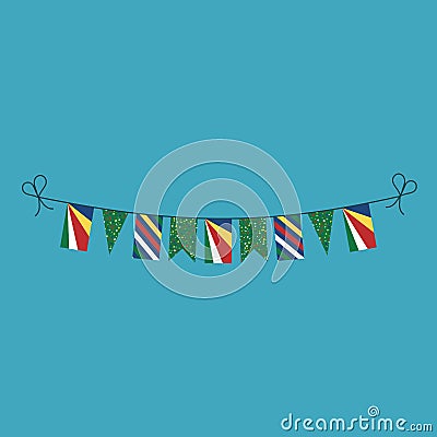 Decorations bunting flags for Seychelles national day holiday in flat design Vector Illustration
