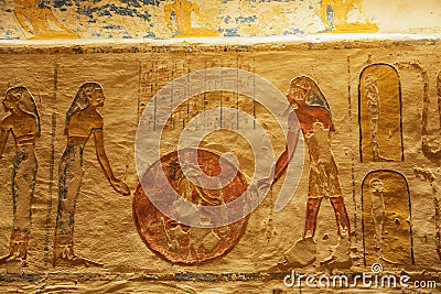 Decorations inside the tomb of Ramesses VII Stock Photo