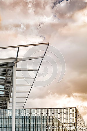 Architectural overhang on modern building Stock Photo