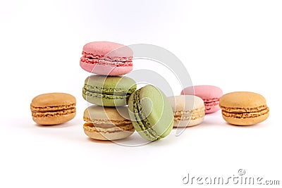 Decorative arrangement of French macarons. Stock Photo