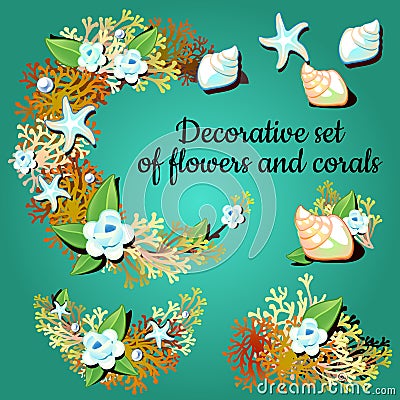 Decorative articles made of corals and colors Vector Illustration