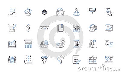 Decorative arts line icons collection. Pottery, Glassware, Ceramics, Metalwork, Embroidery, Tapestry, Quilting vector Vector Illustration