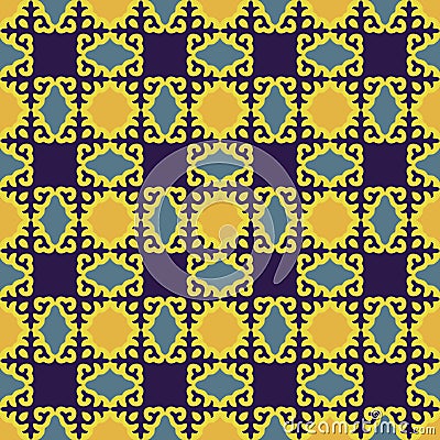 Decorative Asian Folk Seamless Pattern. Ornament of Asian Nomads: Kyrgyz, Kazakhs Vector Illustration