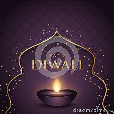 Decorative background with Diwali lamp design Vector Illustration