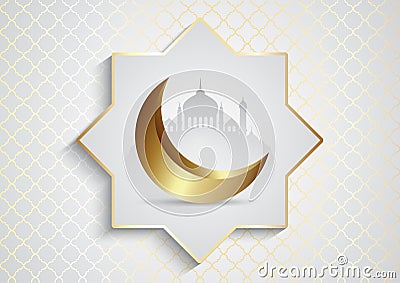 Decorative background for Ramadan Kareem with mosques and crescent Stock Photo