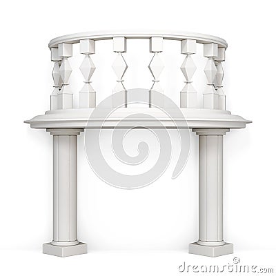 Decorative balcony on a white background. 3d rendering Stock Photo