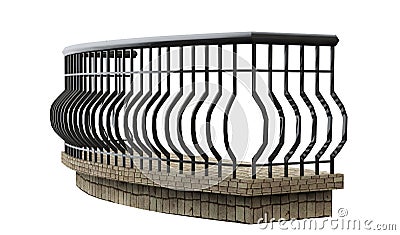 Decorative balcony on a white background. 3d rendering. Stock Photo