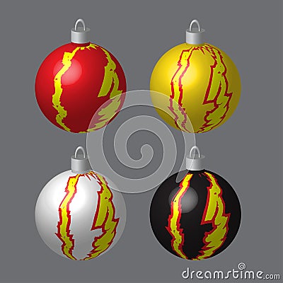 Decorative Balls Blotted for Christmas Tree Vector Illustration