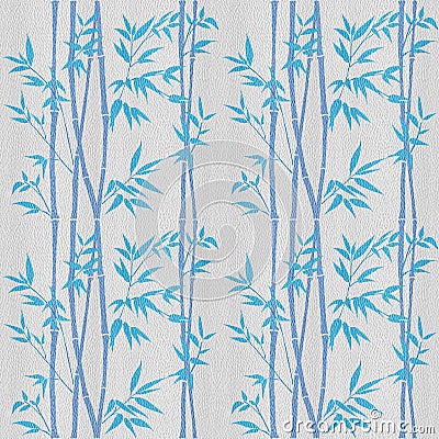 Decorative bamboo branches. Bamboo forest background. White-blue coloring seamless patterns. Stock Photo