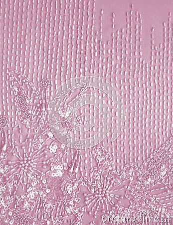 Decorative beadwork on pink Stock Photo