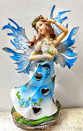 A decorative beautiful blue fairy statue Stock Photo