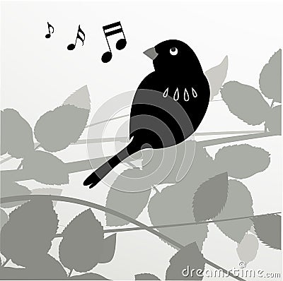 Decorative bird with leafs Vector Illustration