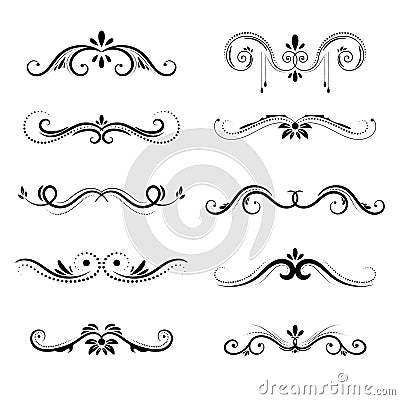 Decorative borders and frame set, vignette elements isolated on white background Vector Illustration