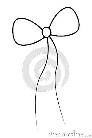 Decorative bow. Sketch. Decoration for a gift, surprise, bouquet with ribbons. The ribbon is beautifully tied. Knot. Vector Illustration