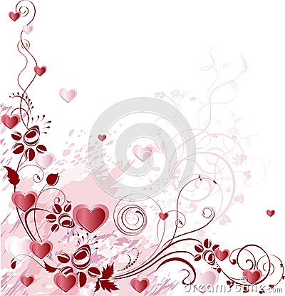 Decorative branch with hearts Vector Illustration