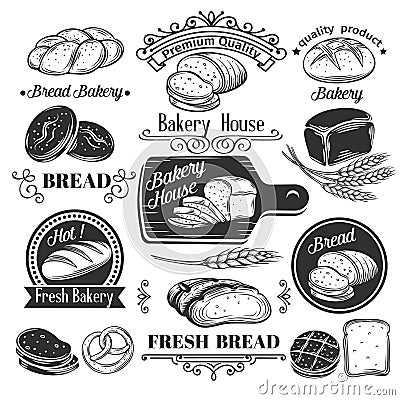 Decorative bread bakery label Vector Illustration