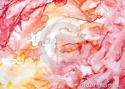 Decorative bright red watercolor backdrop with shapeless chaotic brush strokes Stock Photo