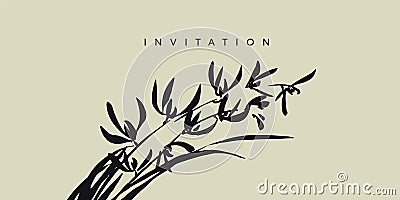 Decorative brush stroke wild orchid flowers element Vector Illustration