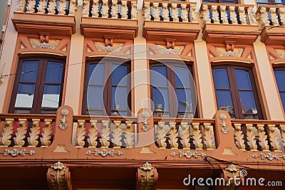 A Decorative Building Facade Stock Photo