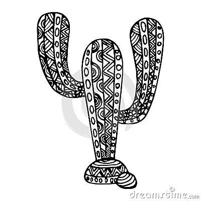 Decorative zentangle cactus Vector Illustration