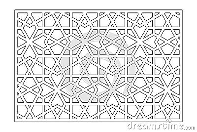 Decorative card for cutting. Geometric arabic mosaic pattern. Laser cut. Ratio 2:3. Vector illustration Vector Illustration