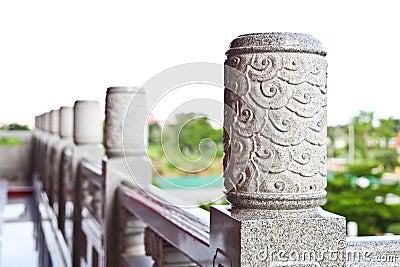 Decorative carved granite handrail Stock Photo