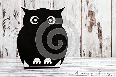 Decorative Chalkboard for Writing with Owl Shape Stock Photo