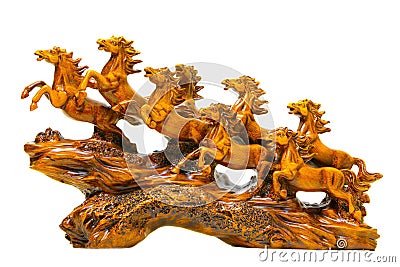 Chinese eight horses abstract sculpture fengshui statue Stock Photo