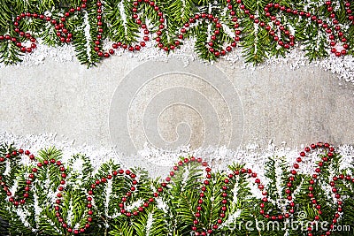 Decorative Christmas fir, festive ornaments background Stock Photo