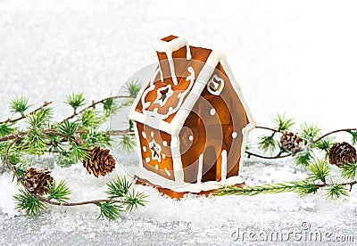 Decorative christmas gingerbread house Stock Photo