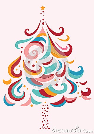 Decorative Christmas Tree Vector Illustration