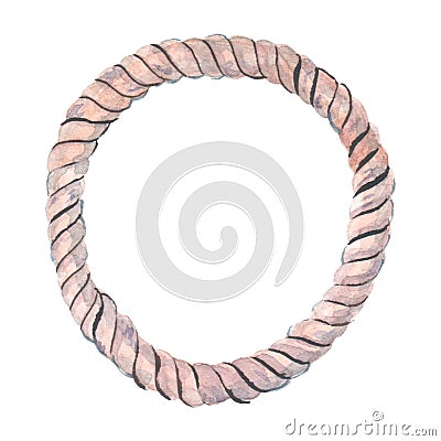 Decorative circle frame from a sea rope. Marine themes. Cartoon Illustration
