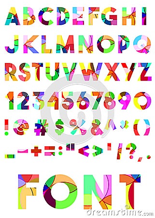 Decorative colored alphabet. Vector Illustration