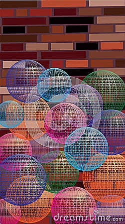 Decorative colored openwork spheres Vector Illustration