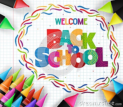Decorative and Colorful Back to School Text Inside Bubble Speech Vector Illustration