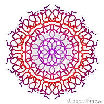 Decorative colorful gradient mandala with floral elements isolated on white background. Indian design element decorative vector Stock Photo