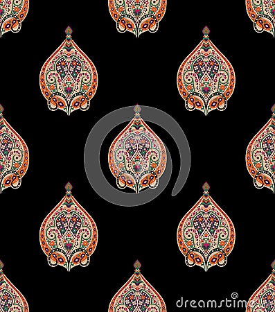 Decorative colorful Indian Mughal seamless pattern for textile print. Colorful vintage motif Stock Photo