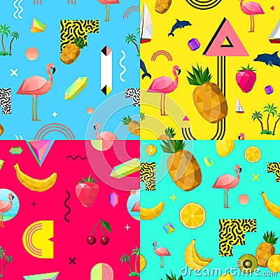 Decorative colorful seamless patterns set Vector Illustration