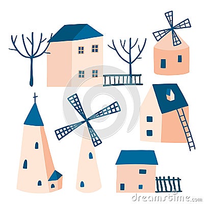 Decorative colorful town Vector Illustration