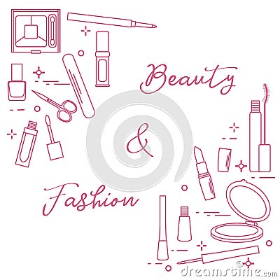 Decorative cosmetics. Accessories for nail care. Glamour fashion vogue style Vector Illustration