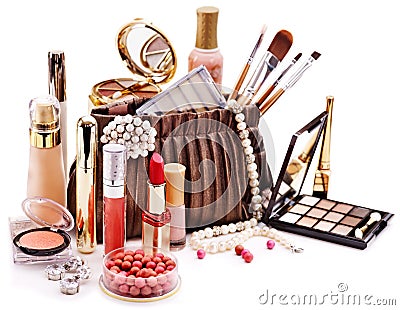 Decorative cosmetics for makeup. Stock Photo