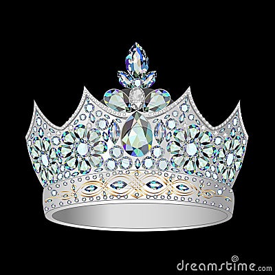 Decorative crown of silver and precious stones Vector Illustration