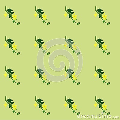 Decorative design Bindweed beautiful Yellow flower green leaf Background greeting & fabric seamless pattern Vector Illustration