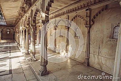 Decorative detail of Udaipur City Palace Editorial Stock Photo