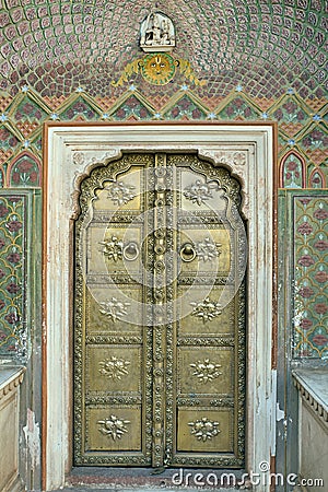 Decorative door in City palace complex Editorial Stock Photo