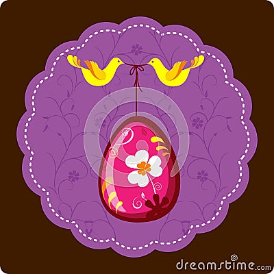 Decorative easter egg with birds Vector Illustration